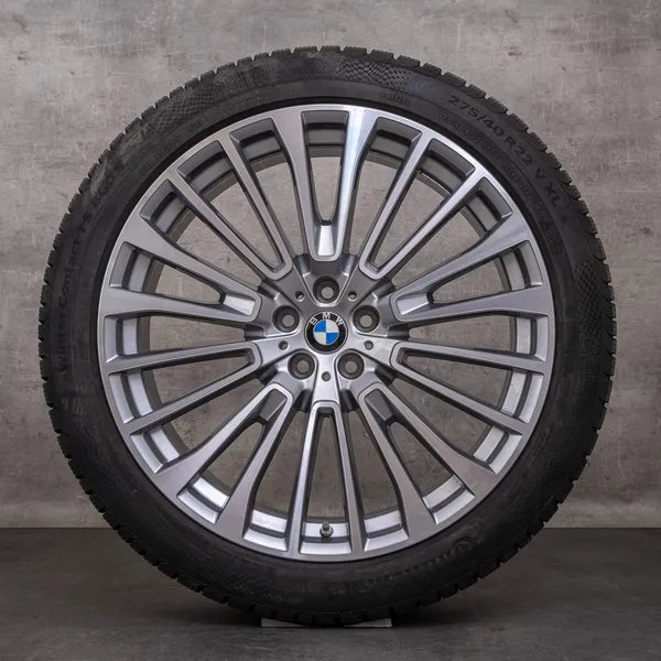 OEM BMW X7 snow tire packages 22 inch G07 rims styling 757 6885144 6885463 ferric grey glossy turned