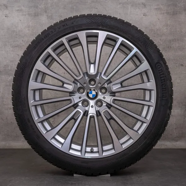 OEM BMW X7 snow tire packages 22 inch G07 rims styling 757 6885144 6885463 ferric grey glossy turned