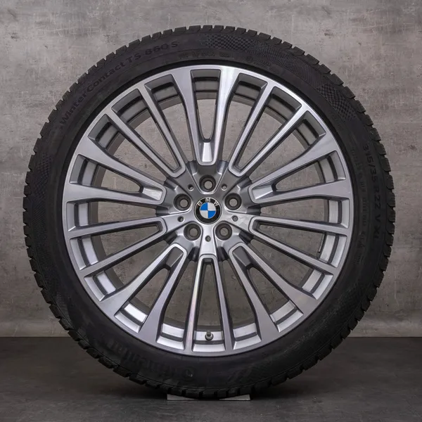 OEM BMW X7 snow tire packages 22 inch G07 rims styling 757 6885144 6885463 ferric grey glossy turned