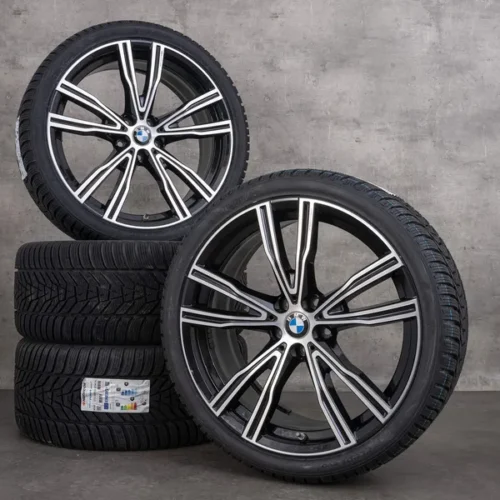 OEM BMW 8 Series snow tire packages 20 inch G14 G15 G16 rims 8072027 8072028 jet black glossy turned