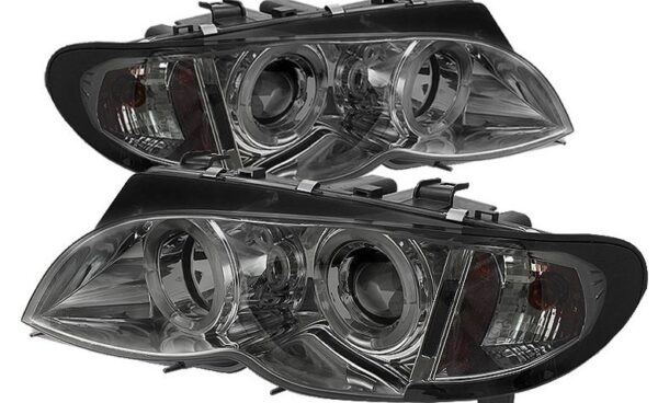 BMW 02-05 E46 3-Series 4DR Smoke Dual Halo Projector Headlights 325i 330i Sedan