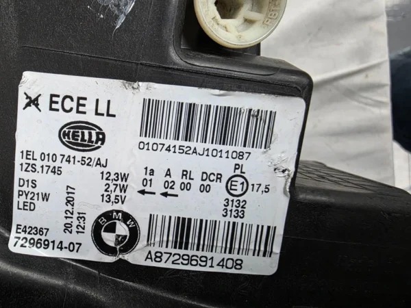 BMW 1 Series F20 F21 Xenon Headlight Right Side USED GENUINE OEM 7296914