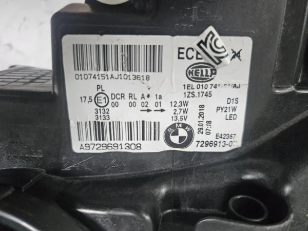 BMW 1 Series F20 F21 Xenon Headlight Left Side USED GENUINE OEM 7296913