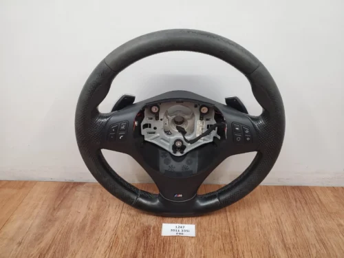 OEM BMW E82 E88 E90 Steering Wheel M SPORT PERFORATED Black Leather w/Shifters