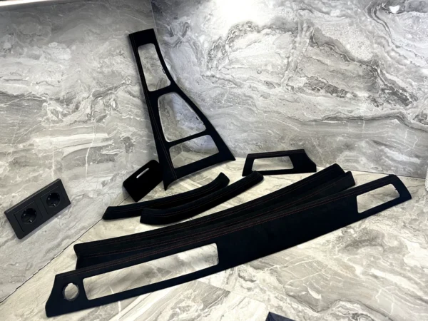 s-l1600 (1) BMW E90 E91 ALCANTARA Interior Trim Kit set RED STITCHING LHD