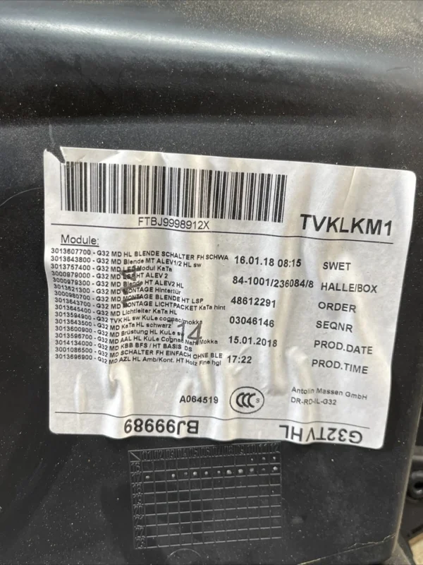 2018-2019 BMW 640i GT Rear Left Door Card Panel Cover Leather Trim OEM