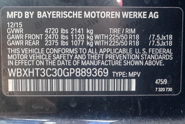 s-l960 (13) 2016 - 2022 BMW X1 F48 Front Left Side Door Shell Panel OEM