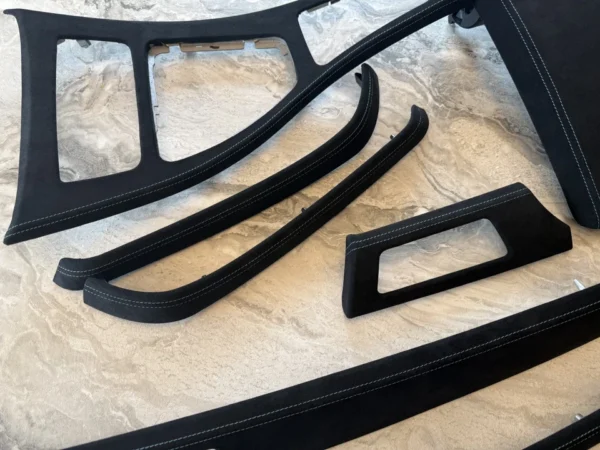 s-l960 (4) BMW E90 E91 ALCANTARA Interior Trim Kit set BLUE STITCHING + CENTER ARMREST LHD