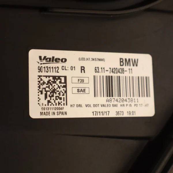 BMW X2 HEADLIGHT RIGHT 2019 2020 2021 2022 2023 HALOGEN 63117420438 OEM