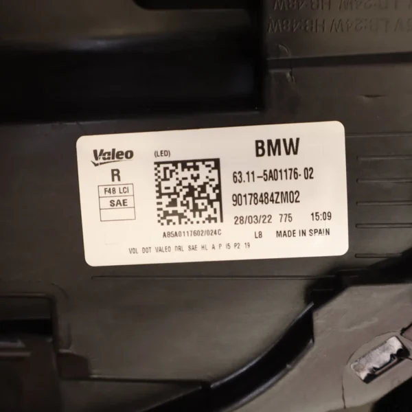 BMW X1 HEADLIGHT RIGHT PASSENGER 2020 2021 2022 LED 6311-5A01176-02 OEM